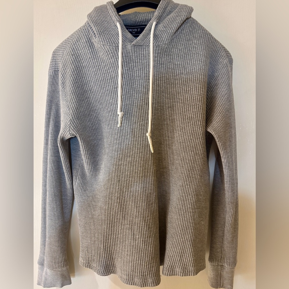 Forever 21 Gray Ribbed Hoodie Sweater